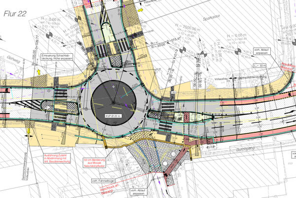Lageplan Kreiselbau Osnabr�cker- und Weingartenstra�e