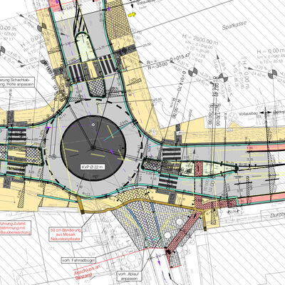 Bild vergr&ouml;&szlig;ern: Lageplan Kreiselbau Osnabr�cker- und Weingartenstra�e