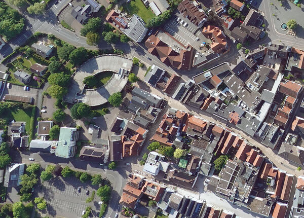 L�bbeckes Innenstadt aus der Vogelperspektive