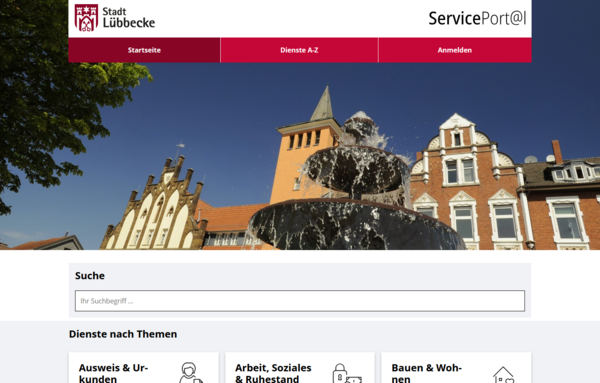Screenshot Startseite Serviceportal